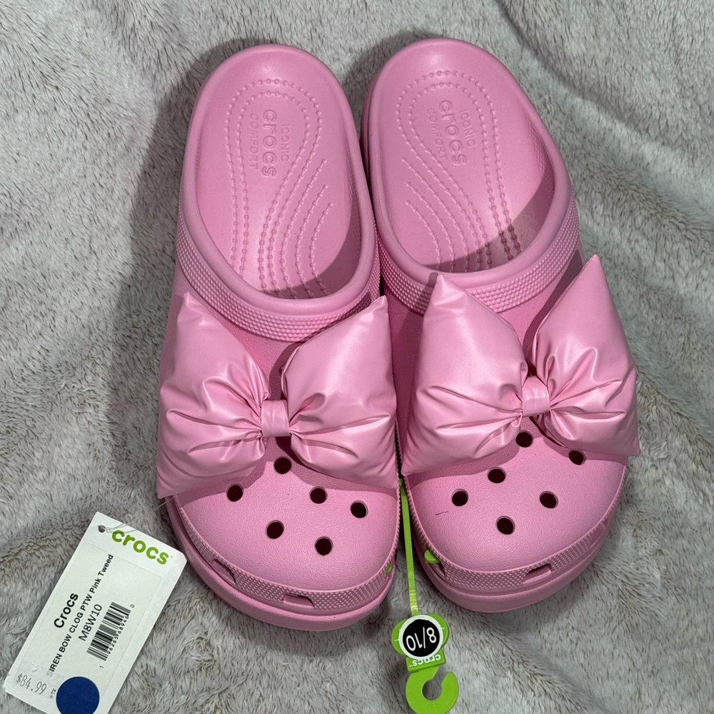 CROCS Women's Pink Bow Mules